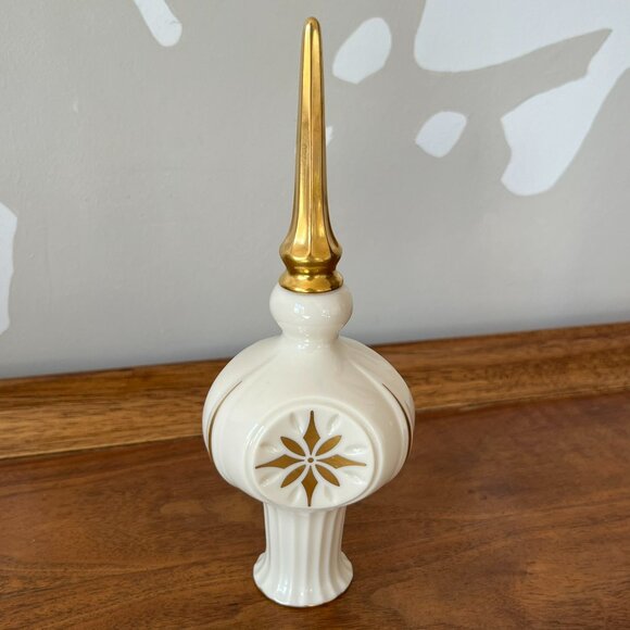 Lenox China Treetop Ornament Vintage 1980s Christmas Tree Topper Gold & White 8" - Picture 5 of 13